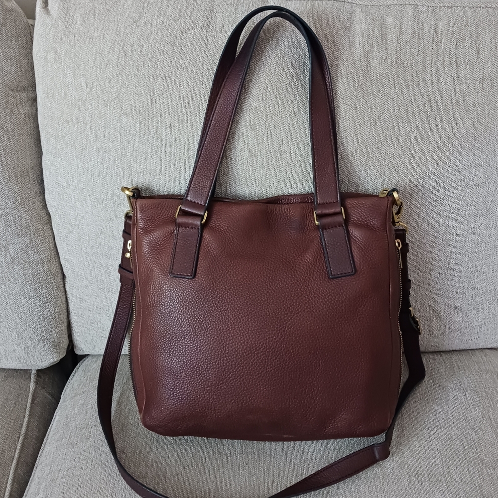 Fossil Brown Leather Satchel Bag - Picture 2 of 14